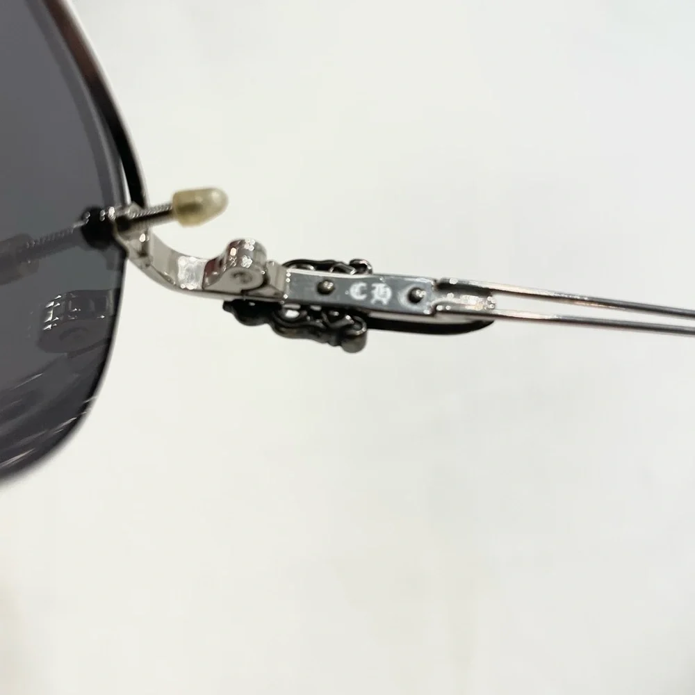 CHROME HEARTS Vintage NWOT Sterling Silver Blue Wire Frame Metal Logo Sunglasses - Picture 8 of 13